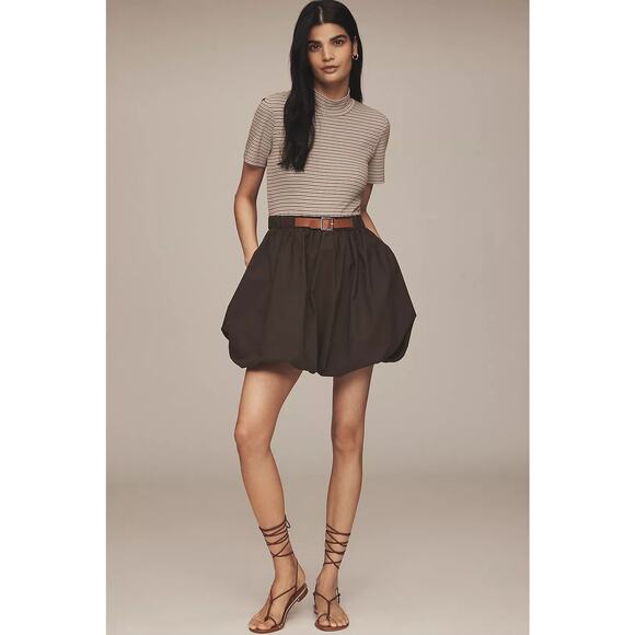 New Anthropologie Maeve Belted Twofer Bubble Mini Dress $158 X-LARGE Neutral - Picture 4 of 5